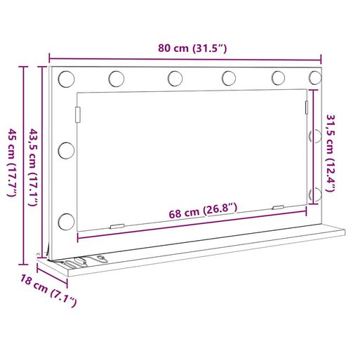 Lustro toaletowe Ze LED Lights Stare drewno 80 x 45 x 18 cm na Arena.pl