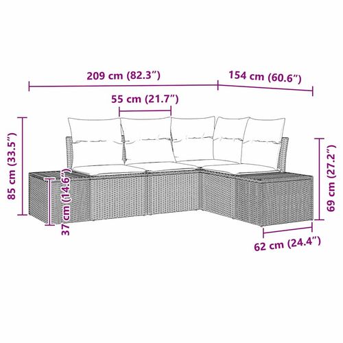 Zestaw Sof na Ogród 4 pcs Brązowy Polirattan na Arena.pl