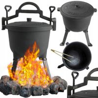 KOCIOŁEK WĘGIERSKI GRILLOWY żeliwny garnek myśliwski 8l na ognisko