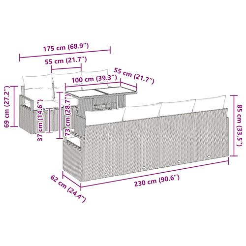 Zestaw Sof na Ogród z przechowywaniem 8 pcs Brązowy Polirattan na Arena.pl