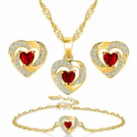 KOMPLET ZŁOTEJ BIŻUTERII DAMSKIEJ SERCE SREBRO 925 NA WALENTYNKI
