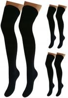 ZAKOLANÓWKI 3-PARY ZESTAW BAWEŁNIANE CZARNE GŁADKIE KRYJĄCE DAMSKIE 35-38