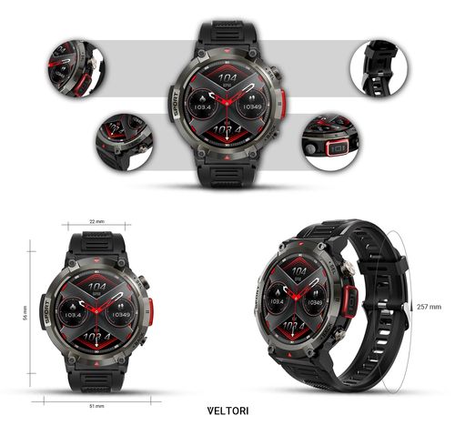 Smartwatch Veltori VT140-1 Czarny Pasek Silikonowy na Arena.pl