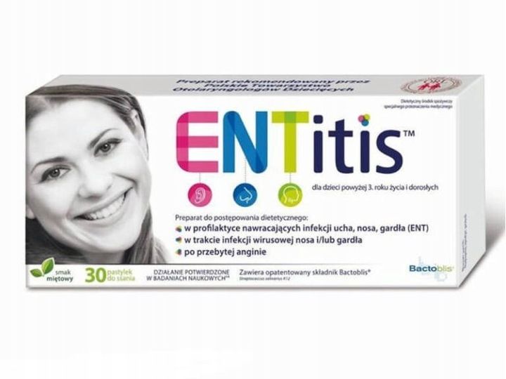 Entitis Miętowy Od 3 r.ż. 30 Pastylek Do Ssania zdjęcie 1