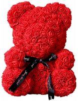 DUŻY CZERWONY MIŚ Z RÓŻ - 40 CM + PUDEŁKO PREZENTOWE ZE WSTĄŻKĄ