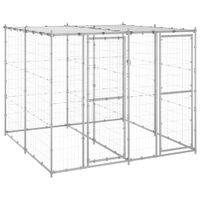 Kojec dla psa, z zadaszeniem, stal galwanizowana, 4,84 m²