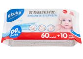 AKUKU Jednorazowe mokre chusteczki nawilżane w 99% wodą 70 szt.