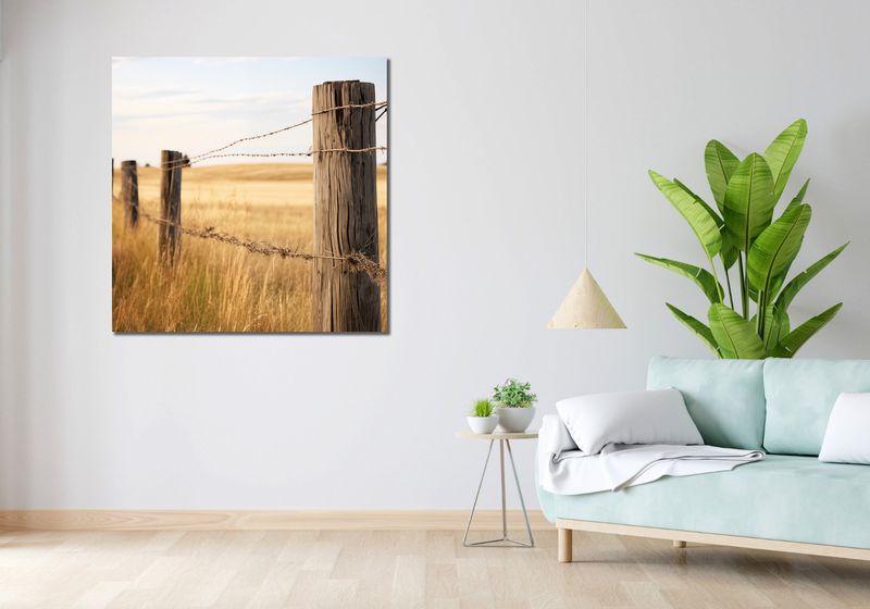 Obraz 100x100cm Płot na Polu zdjęcie 2