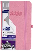 Kalendarz 2026 A6 Tygodniowy Techno, Różowy