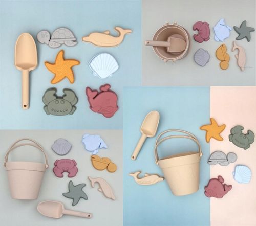 SILIKONOWE ZABAWKI DO PIASKU MIĘKKIE DO WODY NA PLAŻĘ WIADERKO FOREMKI na Arena.pl