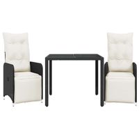 3-cz. zestaw ogrodowych mebli bistro z poduszkami, czarny