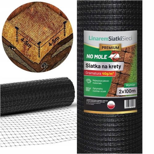 SIATKA NA KRETY 2x100m PREMIUM 40g POD TRAWNIK PRZECIW KRETOM POLSKA na Arena.pl