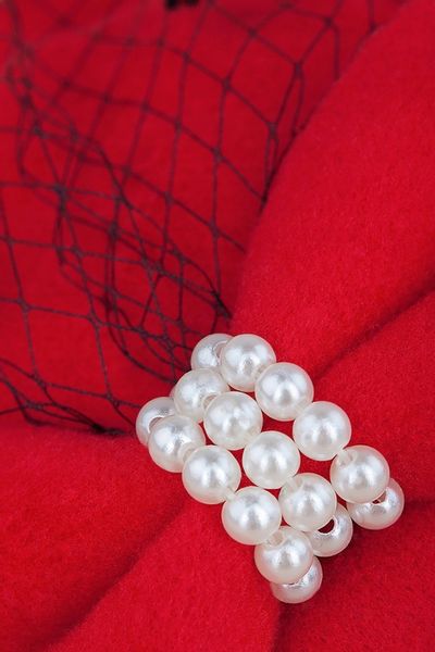 Damski kapelusz toczek fascynator z welonem filcowy retro zdjęcie 3