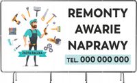 BANER REKLAMOWY na siatce mesh 100x50 cm projekt REMONTY NAPRAWY REKLAMA