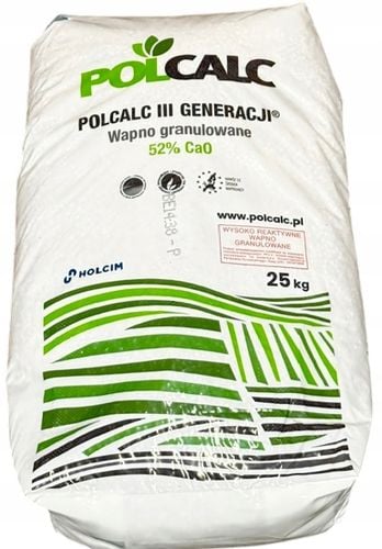 Wapno trawnikowe granulowane nawóz 93-98% CaCO3 POLCALC 25KG na Arena.pl