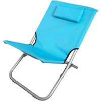 LEŻAK PLAŻOWY SKŁADANY Z ZAGŁÓWKIEM 47X61X58CM NIEBIESKI