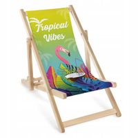 LEŻAK DZIECIĘCY z NADRUKIEM Tropical Vibes DREWNIANY Z REGULOWANYM OPARCIEM