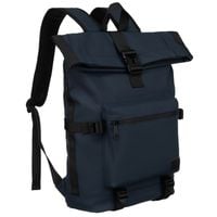 miejski, pojemny plecak typu roll-top w granatowym kolorze z zewnętrzną