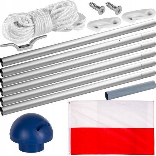 MASZT ALUMINIOWY FLAGOWY 6,5 M MASZT DO FLAGI NARODOWEJ + FLAGA POLSKI na Arena.pl