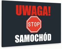 Tabliczka informacyjna znak nadruk UV dibond 30x20 stop uwaga samochód