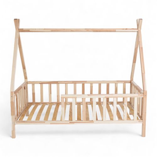 ŁÓŻKO TIPI 140x80 DREWNIANE ŁÓŻKO DZIECIĘCE BARIERKA + STELAŻ SOSNA na Arena.pl