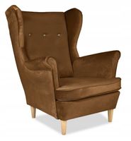 Fotel uszak ARI skandynawski  Beżowy Welur wygodny aksamit