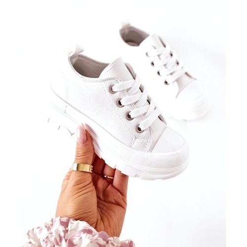 Dziecięce Trampki Na Platformie Białe r.25 na Arena.pl