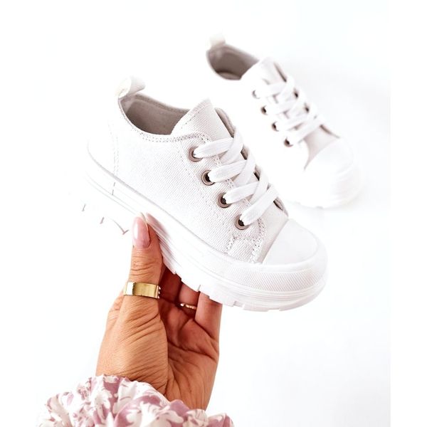 Dziecięce Trampki Na Platformie Białe r.25 zdjęcie 3