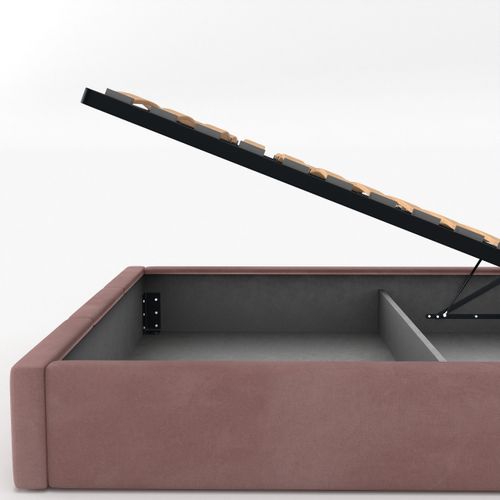 ŁÓŻKO TAPICEROWANE DO SYPIALNI 140x200 ŁÓŻKO PODWÓJNE Z POJEMNIKIEM RÓŻOWE na Arena.pl