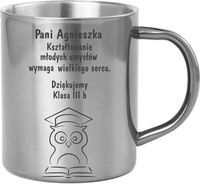 Kubek metalowy z grawerem PREZENT dla nauczyciela