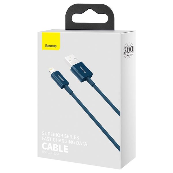 kabel usb do lightning baseus superior series, 2.4a, 2m (niebieski) zdjęcie 11