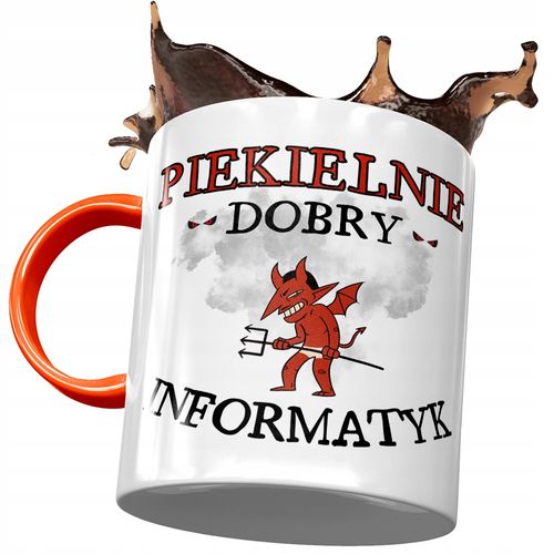 Kubek Pomarańczowy Dla Informatyka Piekielnie Z Nadrukiem Ze Zdjęciem na Arena.pl