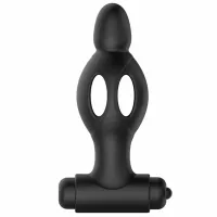 mr play silikonowy korek z wibracją, 10 trybow, czarny, 11,8 cm