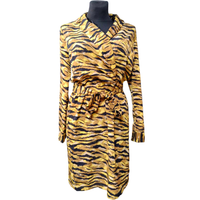 Stylowa Sukienka do Kolana Żółta S Wygodna Letnia Casualowa Damska