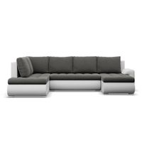 Duży narożnik U, lewostronny, BOSCO, ekoskóra, 300cm, biały| TYLETEGOTU