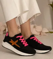 Czarne sneakersy damskie sportowe z brokatem Kaletti 37