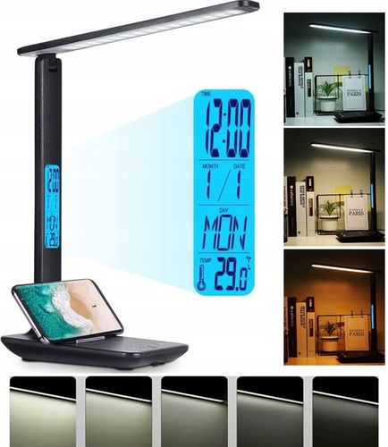 Lampka biurkowa LED lampa na biurko WYŚWIETLACZ LED Zegar Data 5 na Arena.pl