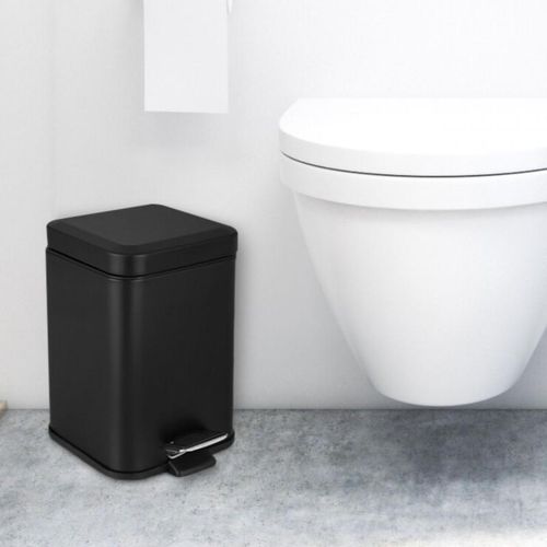 Zestaw Łazienkowy Czarny Kosz 3L Soft Close Stojak na Papier ze Szczotką WC na Arena.pl