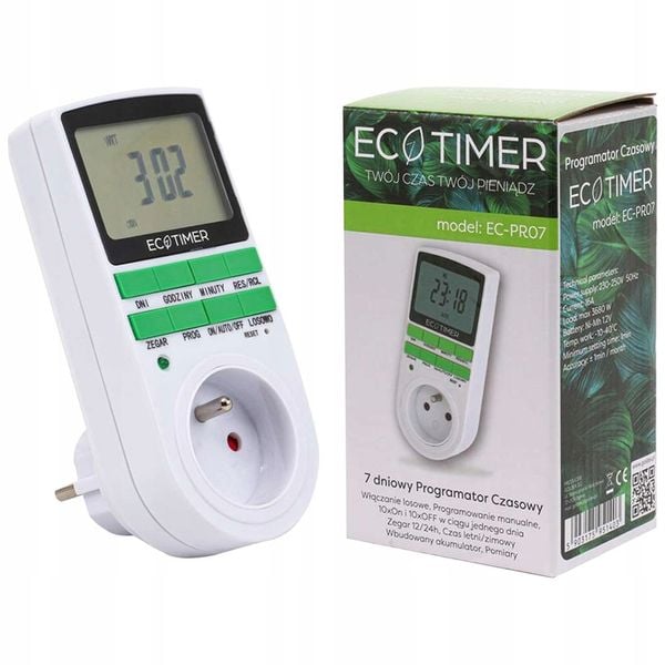 Gniazdko programowalne czasowe sterowanie 7 dni EC-PR07 PROGRAMATOR zdjęcie 7