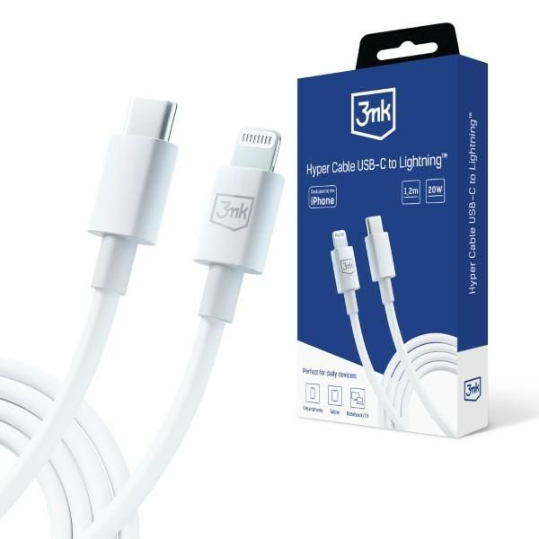 3MK Hyper Cable USB-C - Lightning 20W 1.2m Biały/White Kabel zdjęcie 1