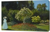 Obraz 90x60cm Lady in the Garden, Monet Vintage do Salonu