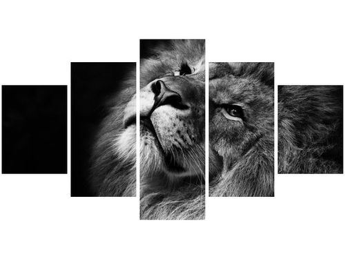 80CM 150CM OBRAZ 5 ELEM SREBRNY LEW ŚCIENNY na Arena.pl