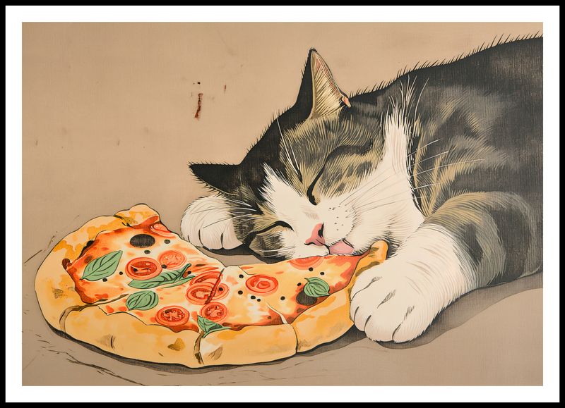 Plakat 100x70cm Pizza Dla Kota zdjęcie 3
