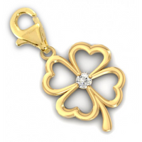 ZŁOTY CHARMS CZTEROLISTNA KONICZYNKA Z CYRKONIAMI PRÓBA 333 KONICZNA ZAWIESZKA DO BRANSOLETKI