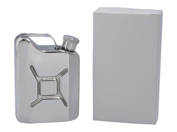 Srebrna Piersiówka w Kształcie Kanistra Stal Nierdzewna 4 OZ ok. 120 ml zdjęcie 3