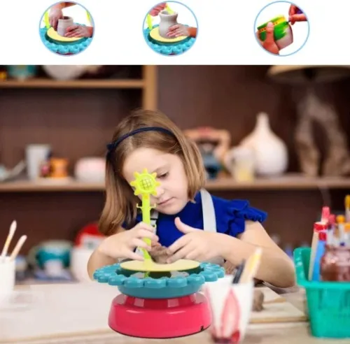 Koło garncarskie zestaw z gliną farbami kreatywny na Arena.pl