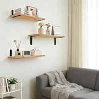 Półki Ścienne Drewniane Wiszące Rustykalne Zestaw 3 Sztuki 40x15 cm Brązowe