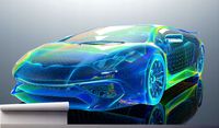 Fototapeta NEONOWY SAMOCHÓD SPORTOWE AUTO 3D