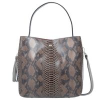 VERA PELLE torebka damska skórzana klasyczna kroko z paskiem V622 j.szara