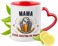 Dla Mamy Kubek Czerwony Z Uszkiem W Kształcie Serca Na Prezent Z Nadrukiem